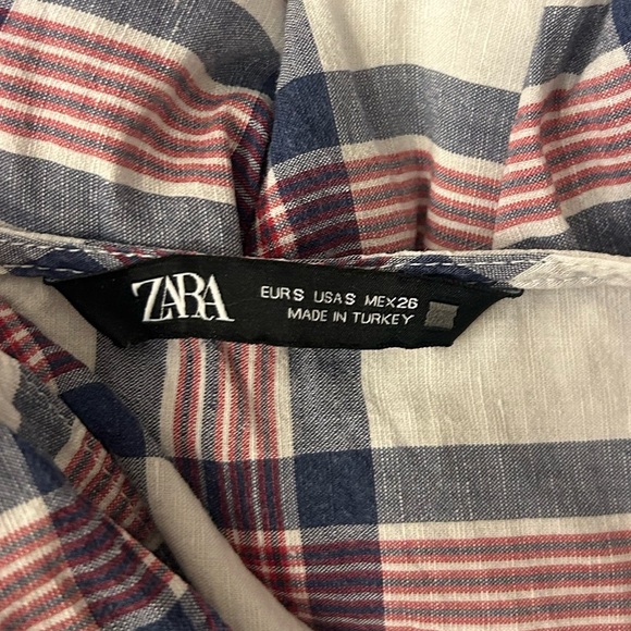 Zara Linen Blend Plaid Mini Dress - Picture 9 of 9